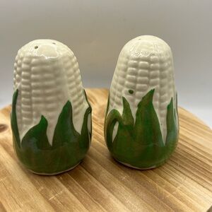 Ceramic Corn Salt and Pepper Shakers - Green and White